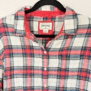 American Eagle Mens Small Red Plaid Flannel Button Down Shirt Grunge 90s y2k